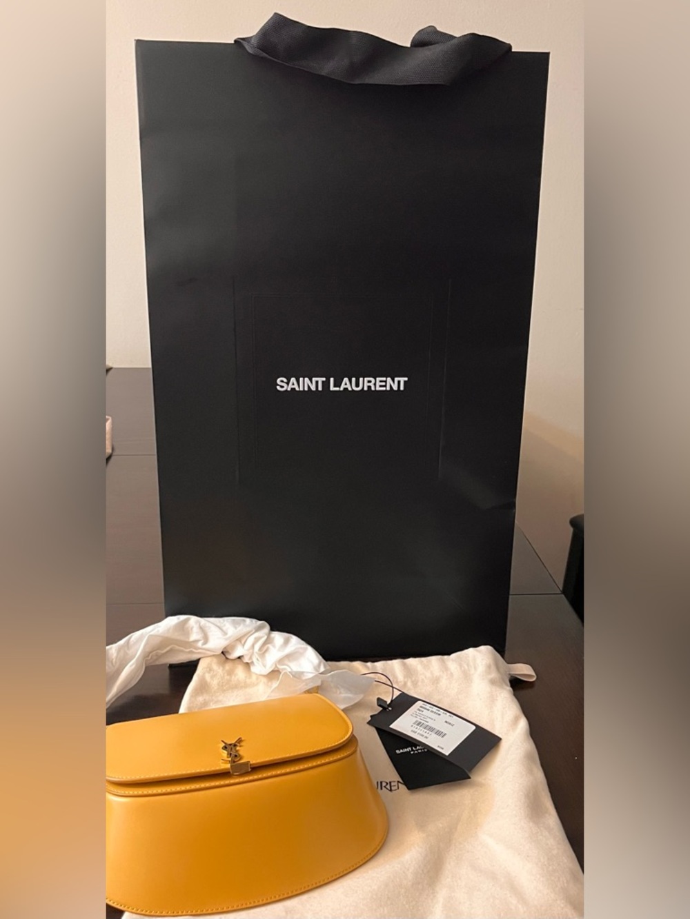 SAINT LAURENT Mustard Yellow Leather Crossbody Bag - Picture 16 of 16